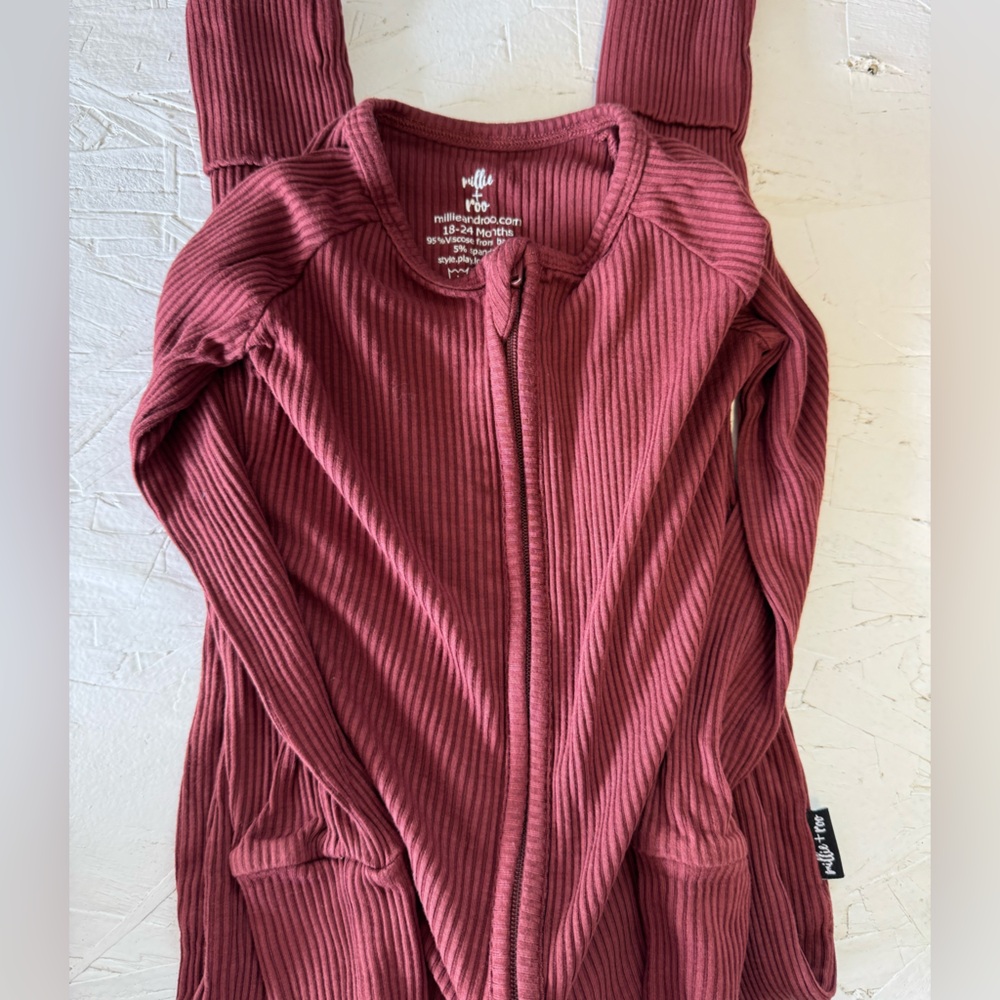 Ribbed Kids Pajamas - Maroon